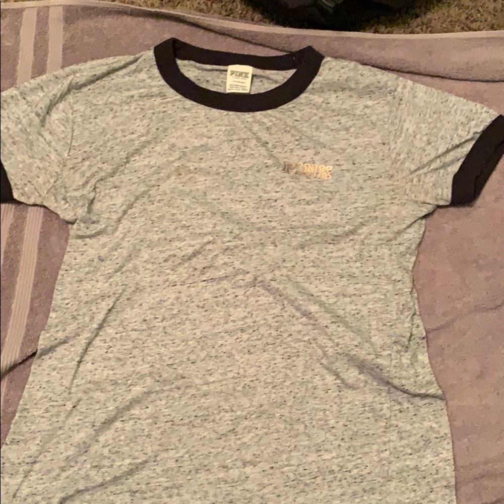 a pink shirt